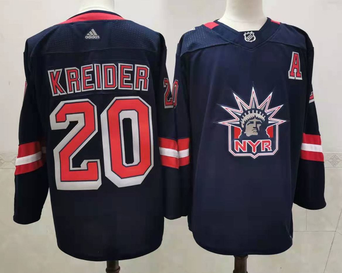 Men New York Rangers 20 Kreider Navy Authentic Stitched 2020 Adidias NHL Jersey